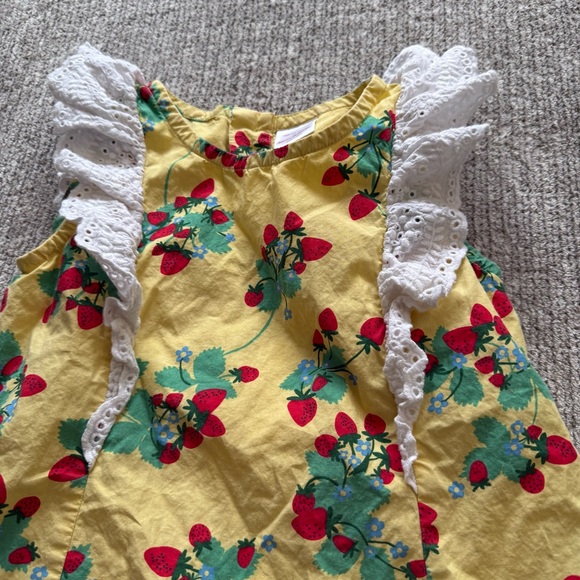 Hanna Andersson Strawberry Ruffle Sundress 120cm Girls Cotton Summer Dress - Picture 2 of 7